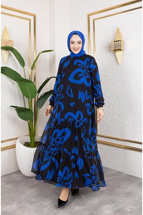 لباس حجاب سرمه ای زنانه اورسایز HARMAN BUTİK - کد 917552292
