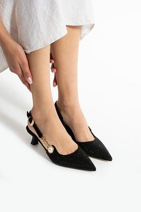 کفش پاشنه بلند کلاسیک مشکی زنانه سنگ Güllü Shoes - کد 933309719