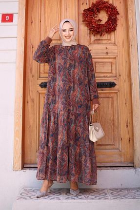 لباس حجاب قهوه ای زنانه رگولار HARMAN BUTİK - کد 851833019