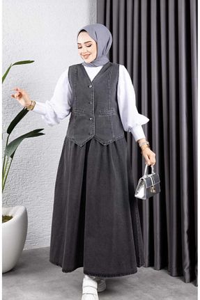 ست بالاتنه و پائین تنه حجاب مشکی زنانه رگولار HARMAN BUTİK - کد 885216945