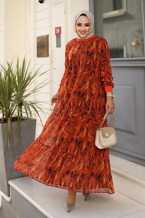 لباس حجاب نارنجی زنانه رگولار HARMAN BUTİK - کد 865608269