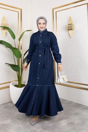 لباس حجاب سرمه ای زنانه رگولار HARMAN BUTİK - کد 902474005