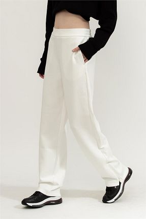 شلوار کرمگن سفید زنانه ساق پهن Emporio Armani - کد 934113289