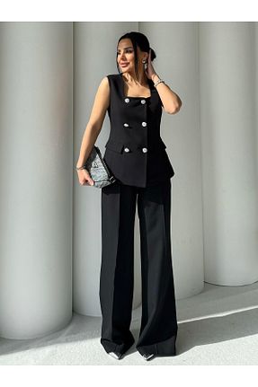 ست بالاتنه و پائین تنه مشکی زنانه بافتنی ZF BUTİK - کد 843761272