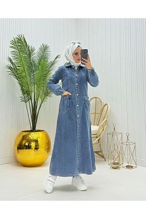 کلاه و ابایا آبی زنانه جین HARMAN BUTİK - کد 870755289