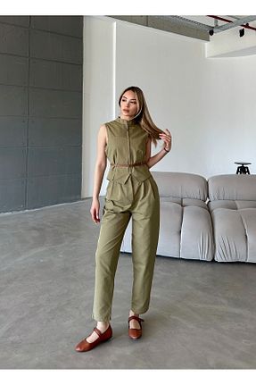 ست بالاتنه و پائین تنه خاکی زنانه بافتنی Femistik - کد 933358912