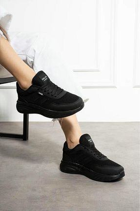 کفش اسنیکر مشکی زنانه بند دار galya shoes - کد 897957679