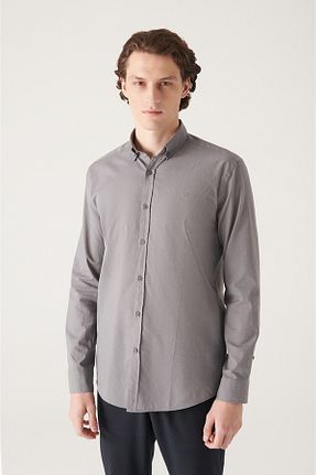پیراهن طوسی مردانه رگولار Avva - کد 284056485