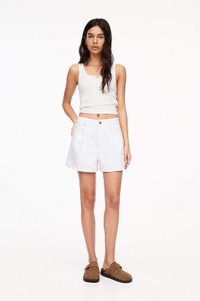 شلوارک و برمودا سفید زنانه پنبه ای Pull & Bear - کد 923267615