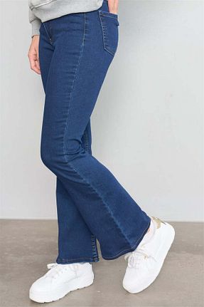 شلوار جین سرمه ای زنانه پاچه اسپانیولی Rift Jeans - کد 930560033