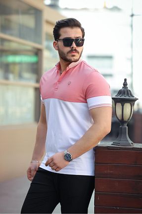 پولوشرت صورتی مردانه پنبه پلی استر Miron - کد 902959741