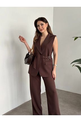ست بالاتنه و پائین تنه قهوه ای زنانه بافتنی VOLT CLOTHİNG - کد 933379483