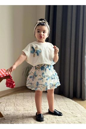 ست بالاتنه و پائین تنه آبی بچه گانه بافتنی Asya Yaz - کد 932791352