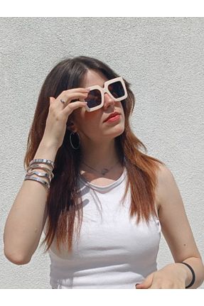 عینک آفتابی بژ زنانه 60 Sunglasses - کد 933391063