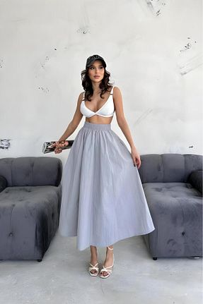 دامن طوسی زنانه پلی استر İLKCET MODA - کد 827183386
