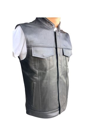 جلیقه مشکی مردانه رگولار Savran Deri - کد 895400491