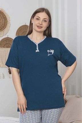 ست لباس راحتی سایز بزرگ رنگی زنانه طرح دار Farya Home - کد 933451291