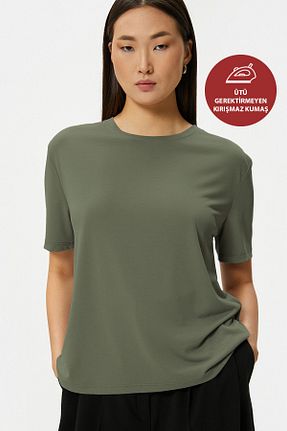 تیشرت سبز زنانه گشاد OXVİN - کد 921827844
