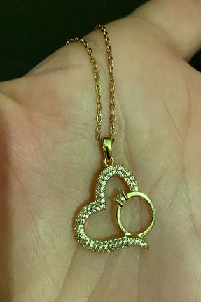 گردنبند استیل ( فولاد ) زرد زنانه استیل (فولاد) DLK TAKI - کد 933439635