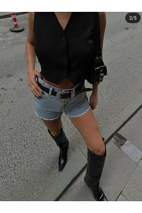 شلوارک و برمودا آبی زنانه Straight madmadame - کد 933460292