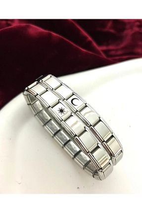 دستبند استیل (فولاد) طوسی زنانه استیل (فولاد) Vamoria - کد 897775937
