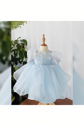 لباس مجلسی و فارغ التحصیلی آبی بچه گانه آستین بادکنکی META MODA - کد 921212405