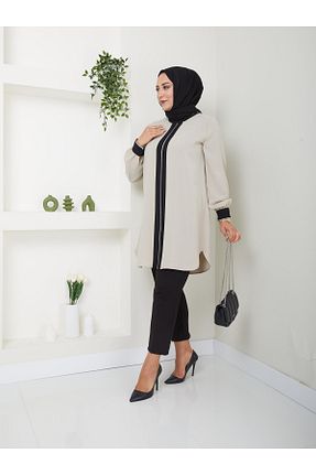 تونیک حجاب بژ زنانه پلی استر Doque - کد 836066196