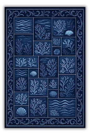 فرش سرمه ای قابل شستشو The Reef Design - کد 933444449