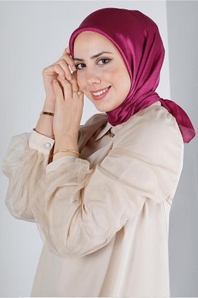 روسری زرشکی پلی استر Alvina - کد 804945530