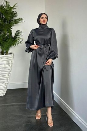لباس حجاب طوسی زنانه 3/4 Boy MERVEN AKYÜZ - کد 933608293