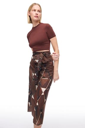 تیشرت قهوه ای زنانه اسلیم فیت Perspective - کد 933629492