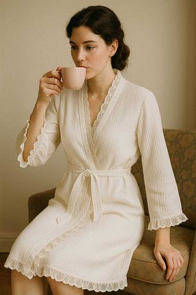 ربدوشام سفید بچه گانه پنبه پلی استر PEMBİŞ HOMEWEAR - کد 933653378