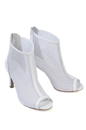 بوت / نیم بوت سفید زنانه چرم خالص KARVENSHOES - کد 141076843