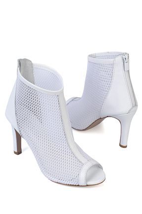 بوت / نیم بوت سفید زنانه چرم خالص KARVENSHOES - کد 141076843