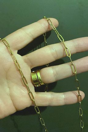 گردنبند استیل ( فولاد ) زرد زنانه استیل (فولاد) DLK TAKI - کد 933684866