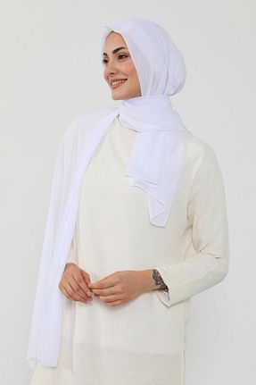 شال سفید زنانه پلی استر Aisha