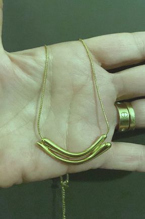 گردنبند استیل ( فولاد ) زرد زنانه استیل (فولاد) DLK TAKI - کد 933677112