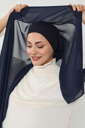 شال سرمه ای زنانه پلی استر Aisha