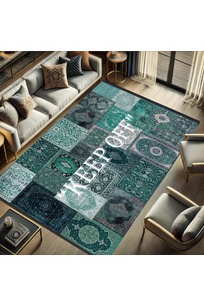 فرش سبز قابل شستشو Rugs Modern Halı - کد 923146259