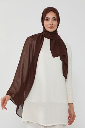 شال قهوه ای زنانه پلی استر Aisha