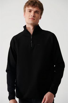 سوئیشرت مشکی مردانه ساده Avva - کد 761700537