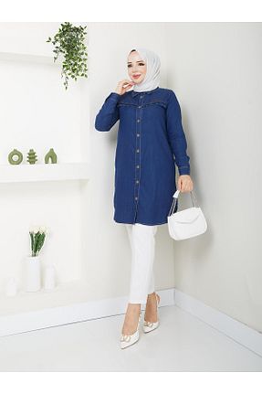 تونیک حجاب سرمه ای زنانه مخلوط پلی استر Doque - کد 837007162