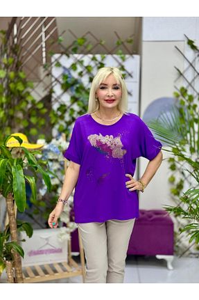 بلوز بنفش زنانه چاپی Punta Otantik - کد 933713471