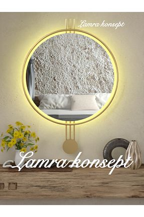 آینه طلائی فلزی Lamra Dizayn - کد 833874077