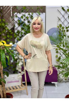 بلوز بژ زنانه چاپی Punta Otantik - کد 933715487