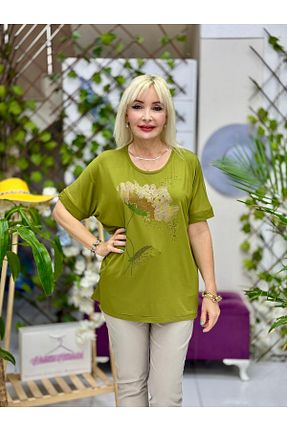 بلوز خاکی زنانه چاپی Punta Otantik - کد 933704707