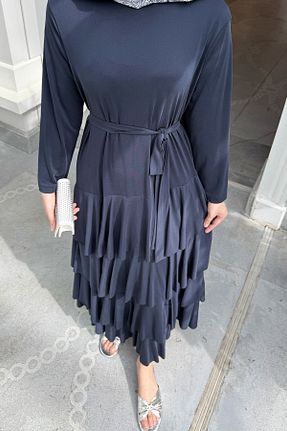 لباس حجاب سرمه ای زنانه بافتنی Melike Tatar - کد 933750948