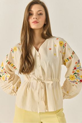 پیراهن بژ زنانه یقه هفت Bianco Lucci - کد 933744826