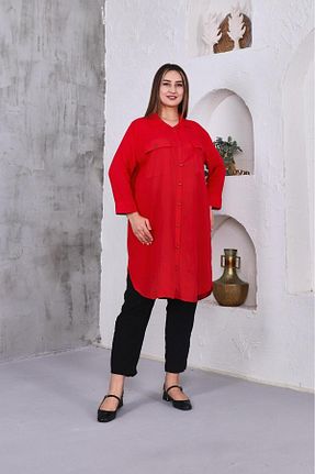 پیراهن سایز بزرگ قرمز زنانه سایز بزرگ DERA - کد 933725455