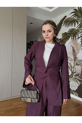 ست بالاتنه و پائین تنه حجاب زرشکی رگولار Aselim Hijap Moda - کد 933726251